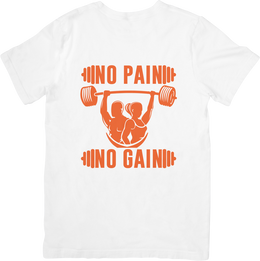 BATR Short Sleeve White T-Shirt Printed X  No Pain No Gain
