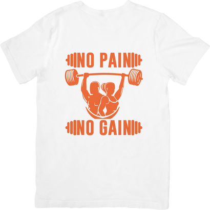 BATR Short Sleeve White T-Shirt Printed X  No Pain No Gain