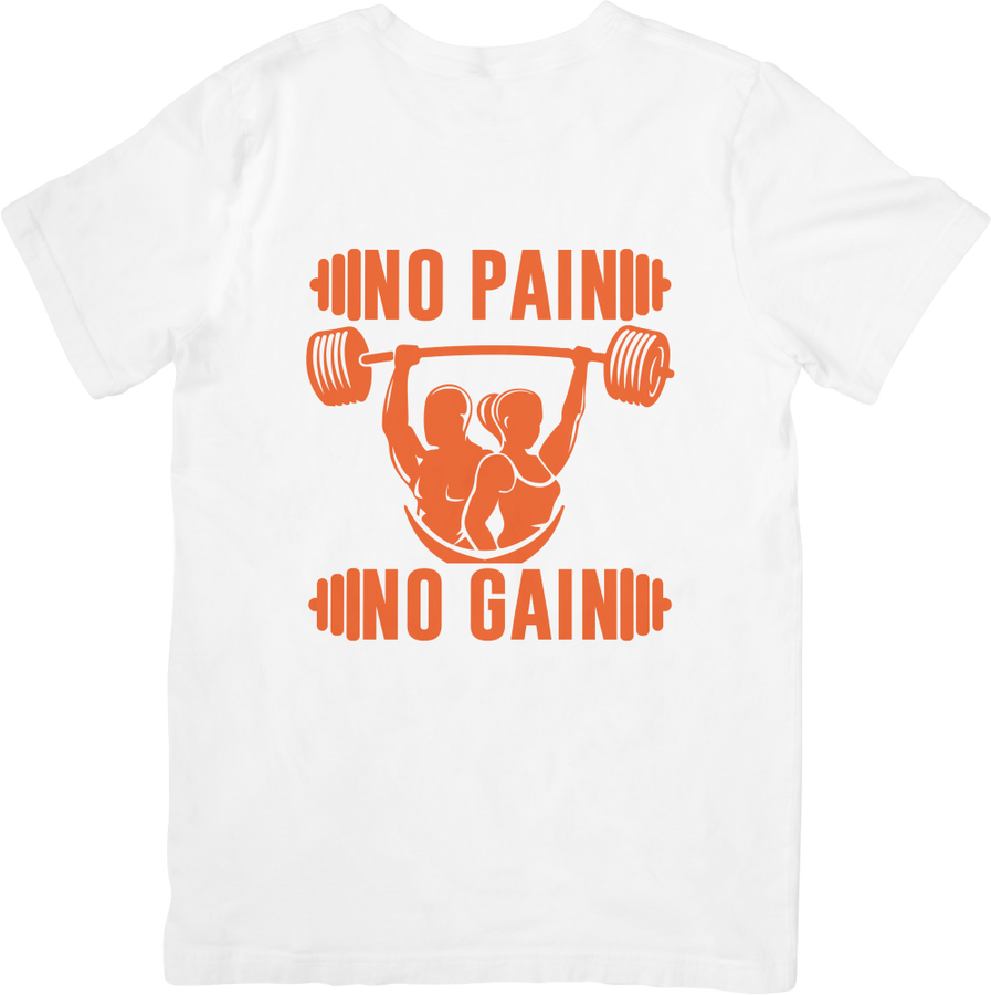 BATR Short Sleeve White T-Shirt Printed X  No Pain No Gain
