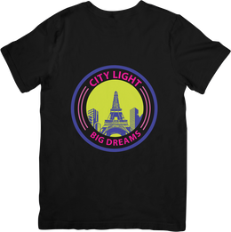 BATR Short Sleeve Black T-Shirt Printed X  City Light Big Dreams