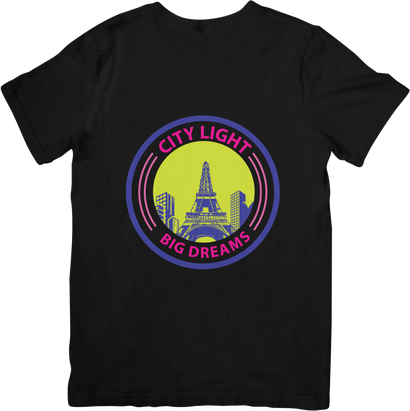 BATR Short Sleeve Black T-Shirt Printed X  City Light Big Dreams