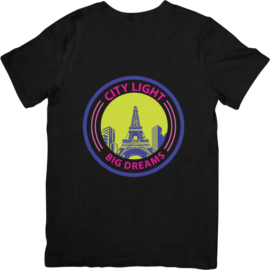 BATR Short Sleeve Black T-Shirt Printed X  City Light Big Dreams
