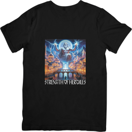 BATR Short Sleeve Black T-Shirt Printed X  Strength of Hercules