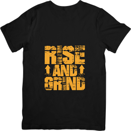 BATR Short Sleeve Black T-Shirt Typography X  Rise and Grind