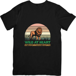 BATR Short Sleeve Black T-Shirt Printed X  Lion Wild at Heart