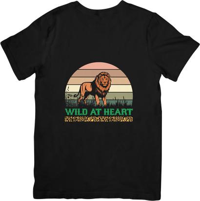 BATR Short Sleeve Black T-Shirt Printed X  Lion Wild at Heart