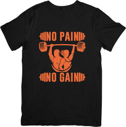 BATR Short Sleeve Black T-Shirt Printed X  No Pain No Gain