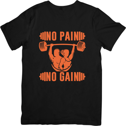 BATR Short Sleeve Black T-Shirt Printed X  No Pain No Gain