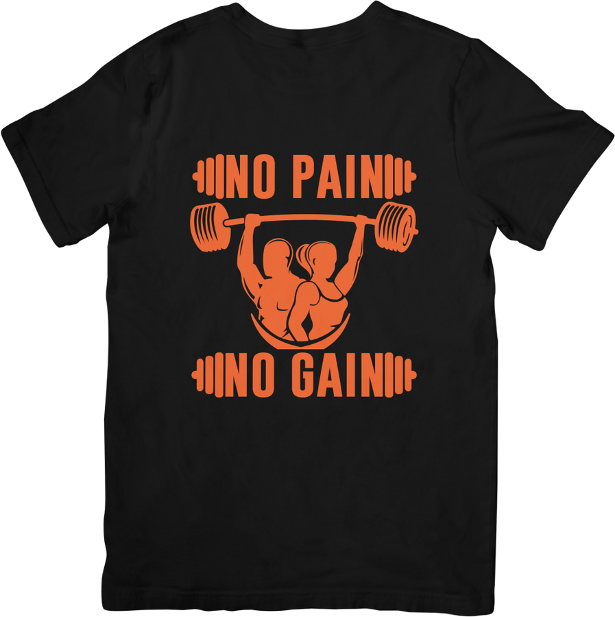 BATR Short Sleeve Black T-Shirt Printed X  No Pain No Gain
