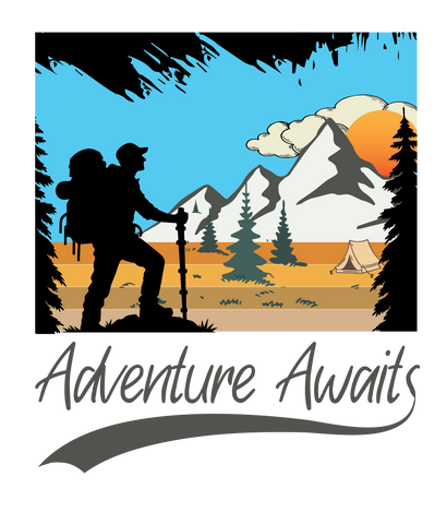 BATR Short Sleeve Black T-Shirt Printed X  Adventure Awaits